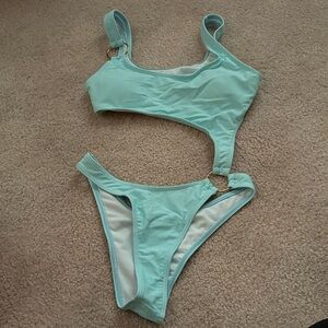 Blue Cutout One-Piece Swimsuit